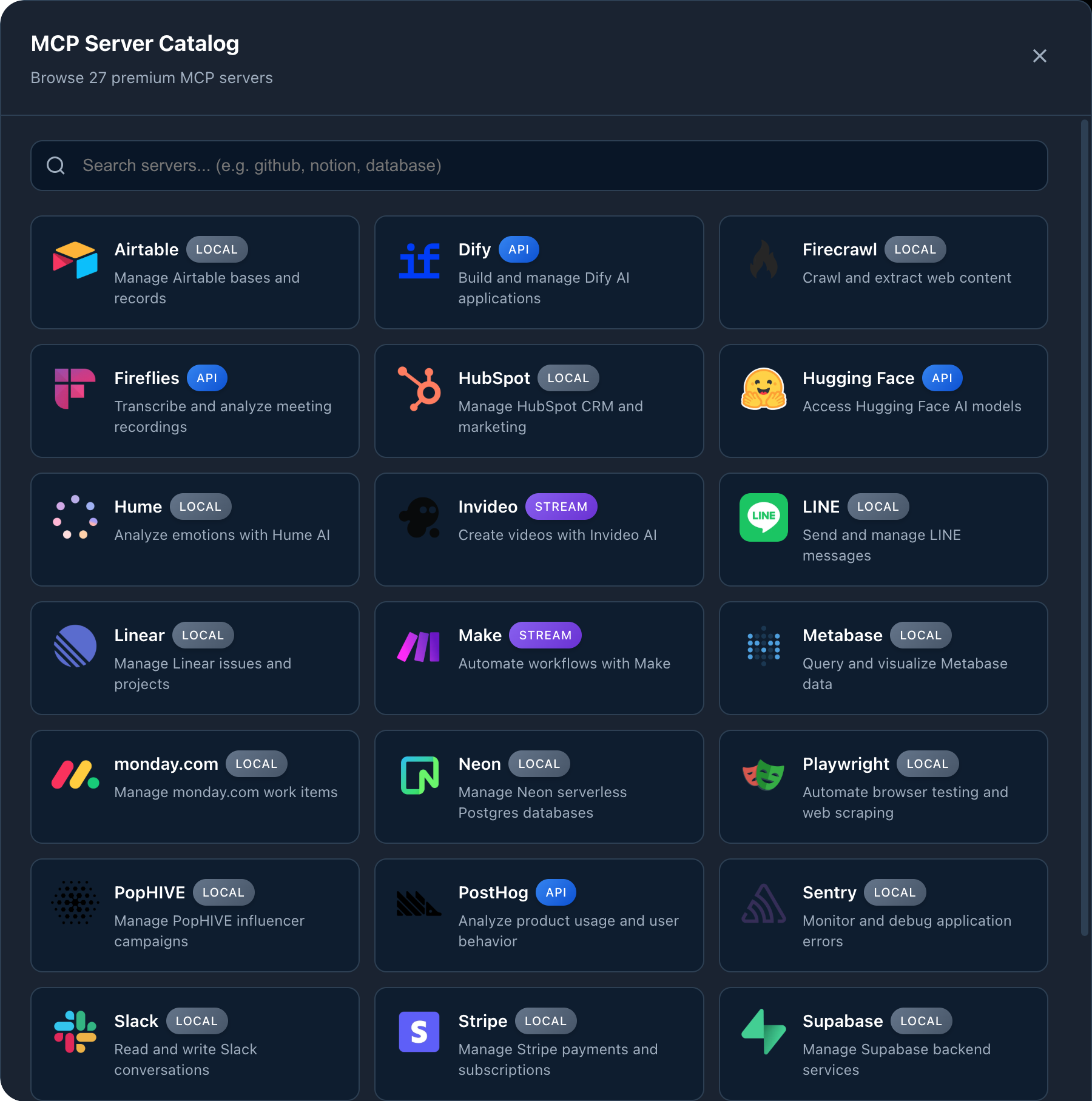MCP Server Catalog - Browse Premium MCP servers